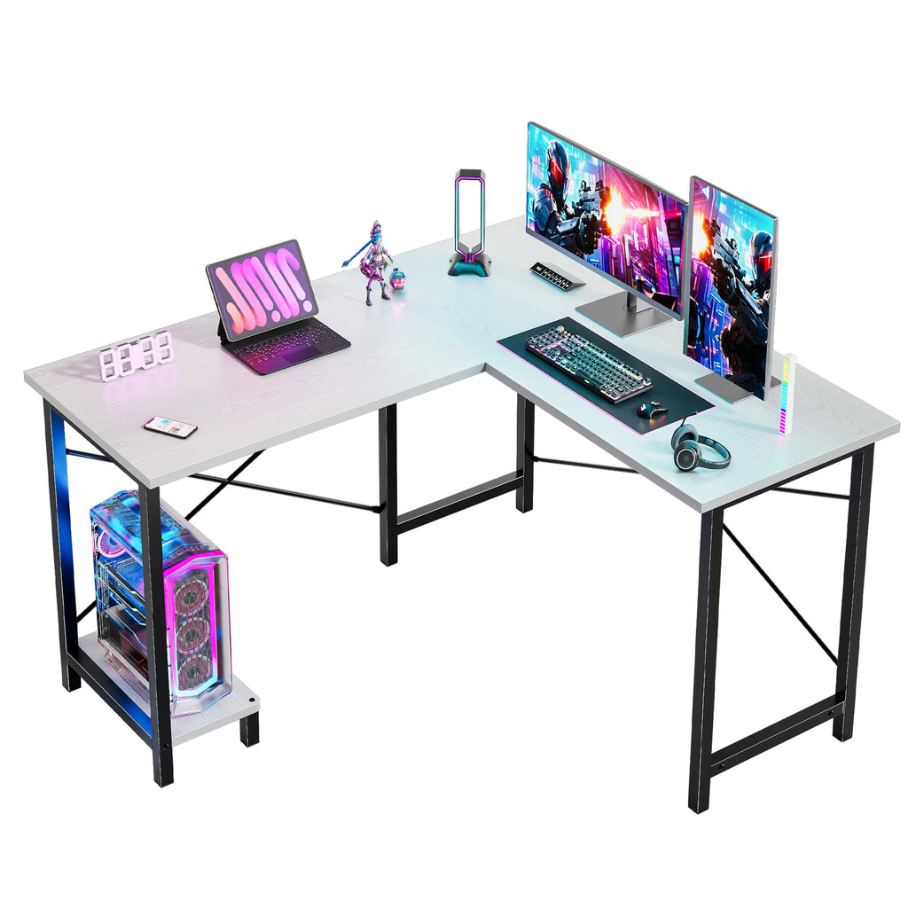50-Inch Reversible L Shaped Desk with CPU Shelf D49882