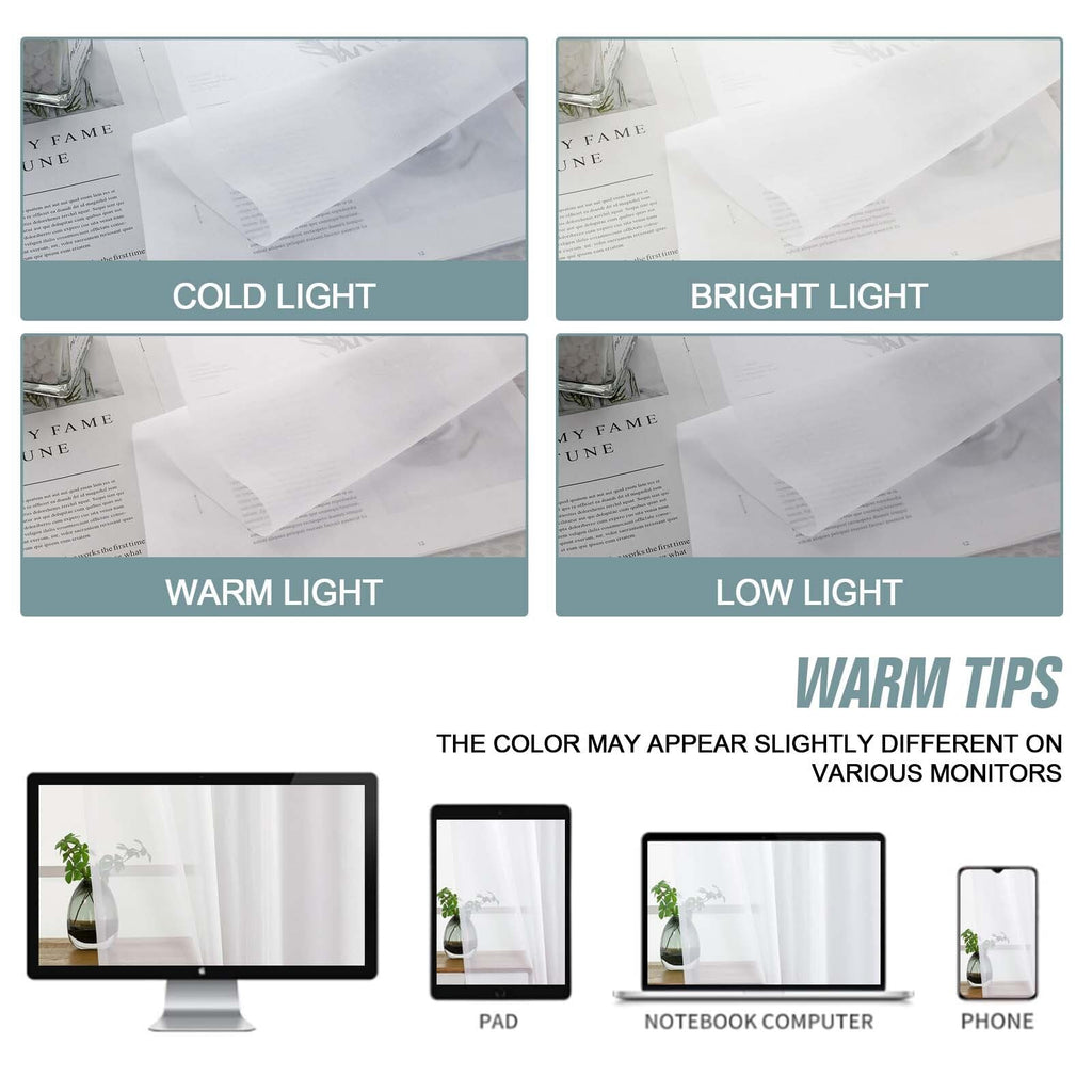 Extra Wide Sheer White Curtains 84 Inches Long 2 Panels T7378