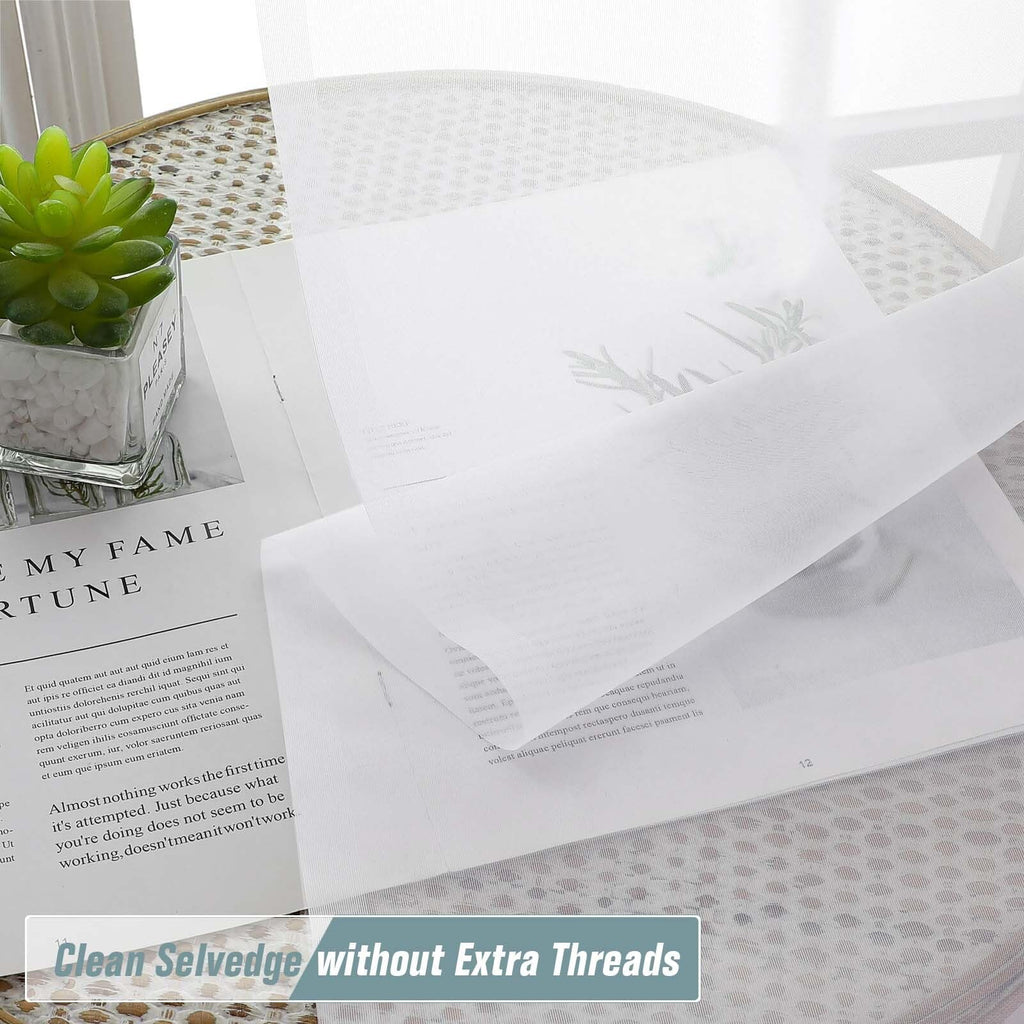 Extra Wide Sheer White Curtains 84 Inches Long 2 Panels T7378
