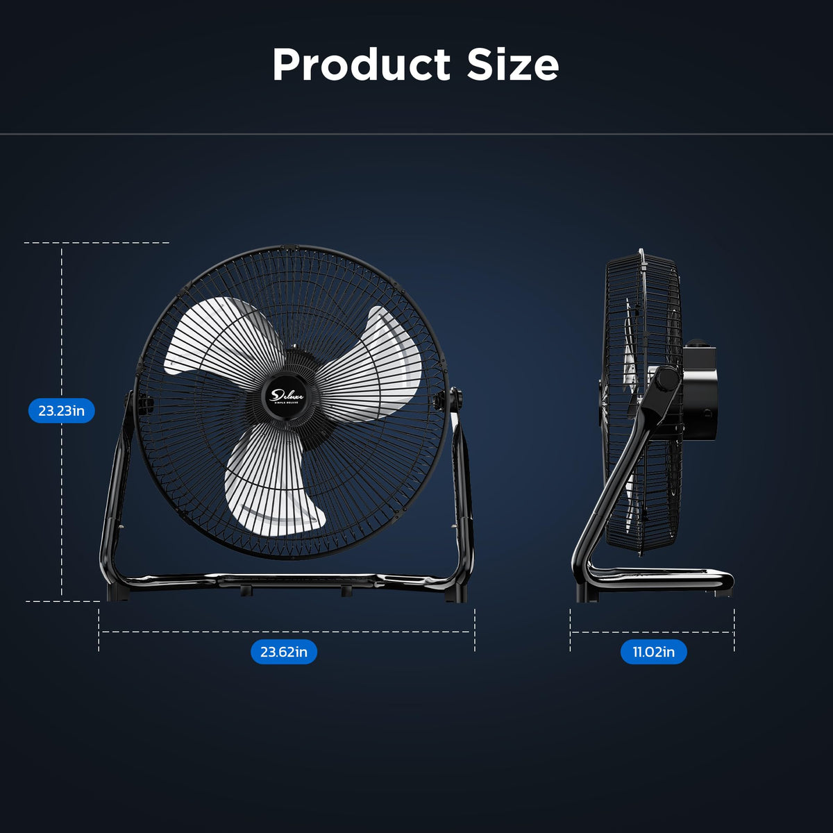 20 Inch 3-Speed Metal Industrial Floor Fans 2-Pack W4304