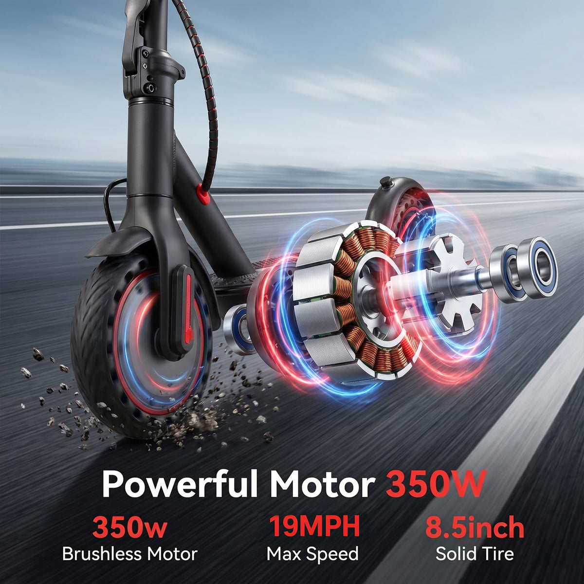 Electric Scooter with 350W/500W Motor, 8.5" Solid Tires, Foldable S131