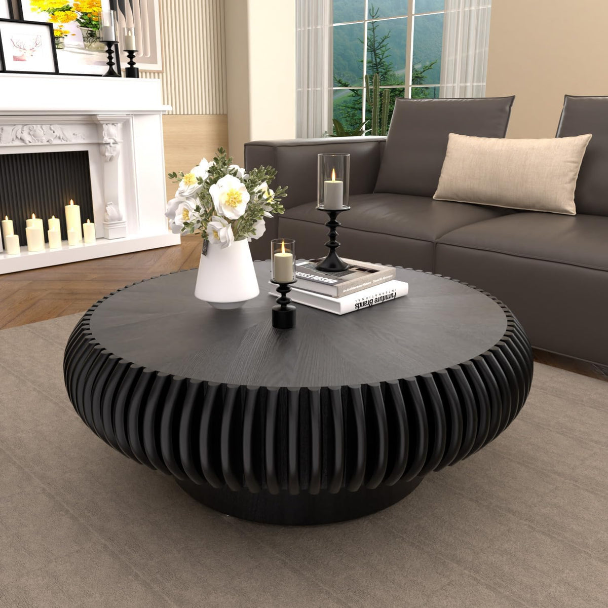 31.5" Black Drum Coffee Table D84080