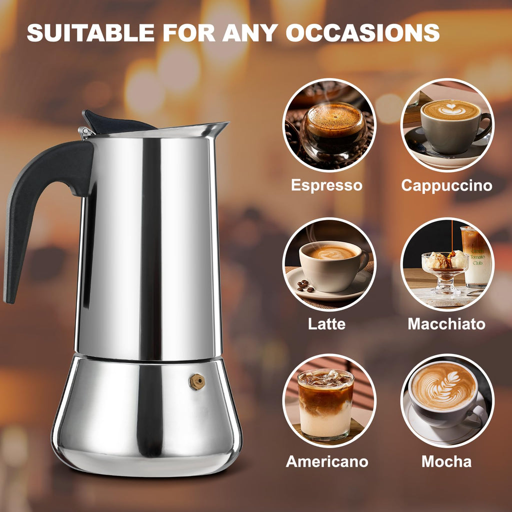 12 Cup Stainless Steel Stovetop Espresso Maker Moka Pot D364