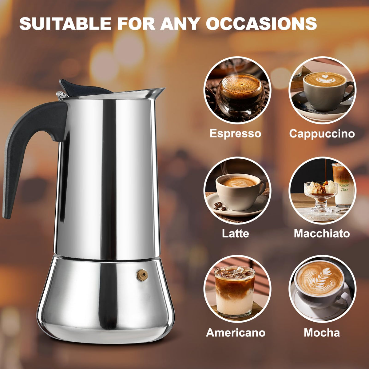 12 Cup Stainless Steel Stovetop Espresso Maker Moka Pot D364