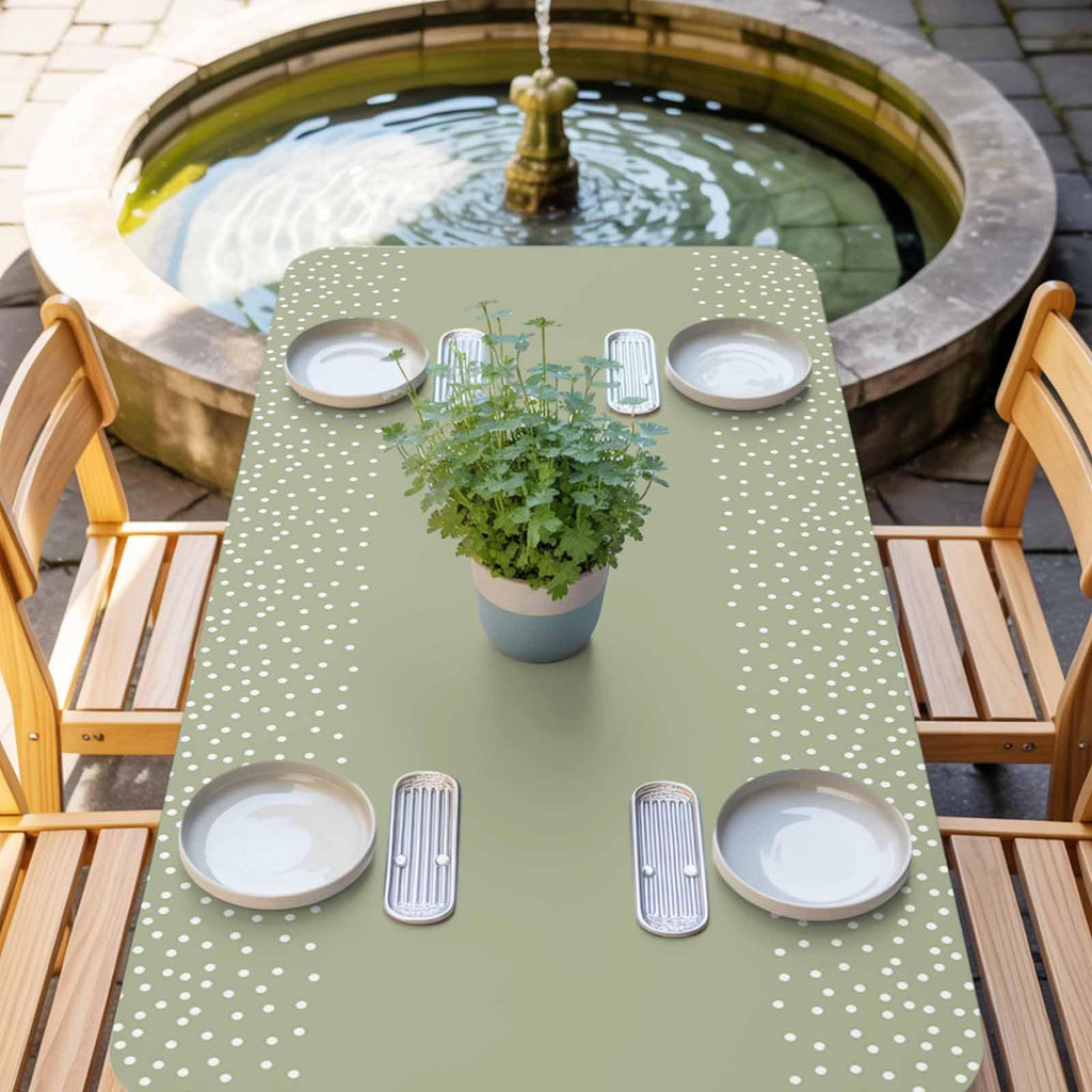 White Speckles Grain Fitted Rectangle Tablecloth 32" x 72" Elastic Waterproof Table Cover X250