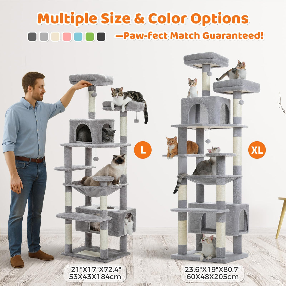 72" Cat Tree with Hammock & Condos G6873