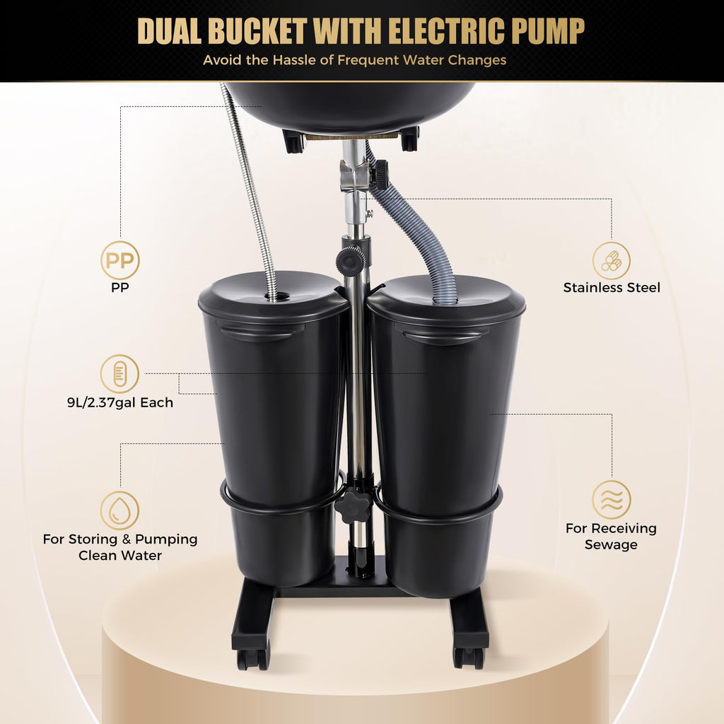 Portable Height Angle Adjustable Shampoo Bowl with Electric Pump B216