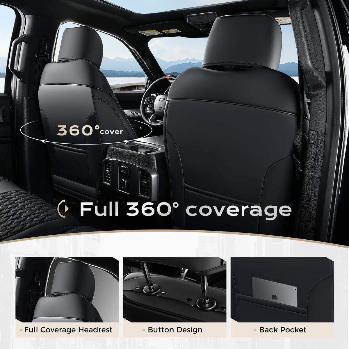 Waterproof Faux Leather Full Coverage Seat Covers P1365