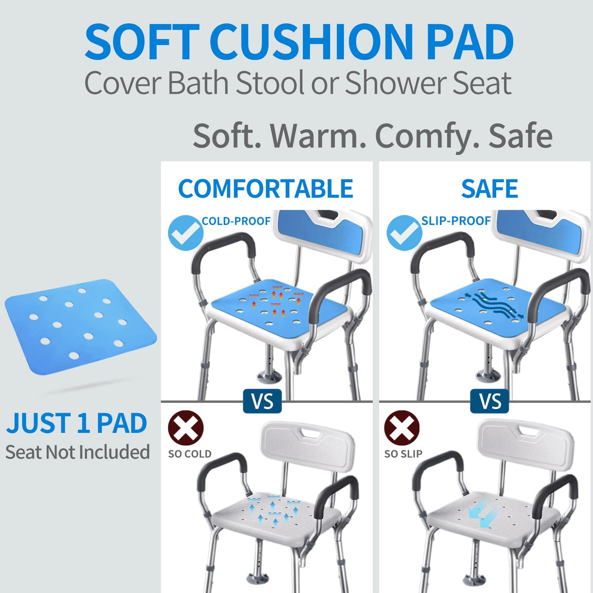 Waterproof Non Slip Soft Foam Shower Bench Cushion E70737
