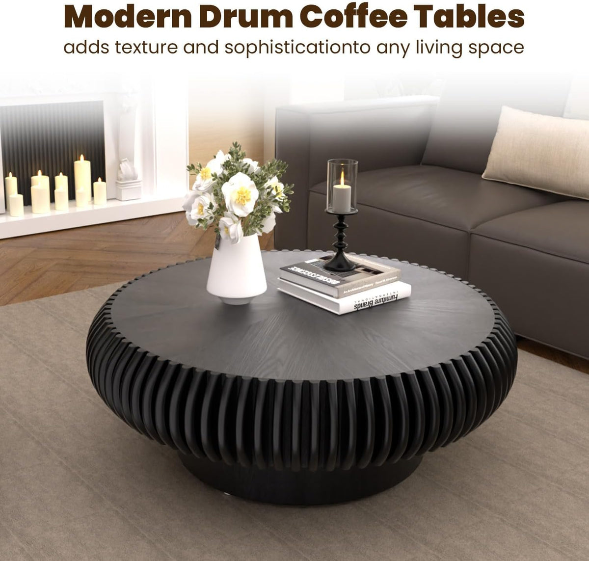 31.5" Black Drum Coffee Table D84080