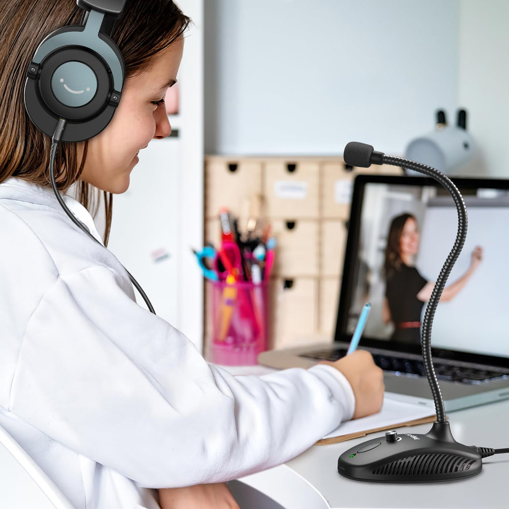 USB Computer Microphone, Plug & Play Desktop Condenser Mic, Mute Button with LED Indicator F5716