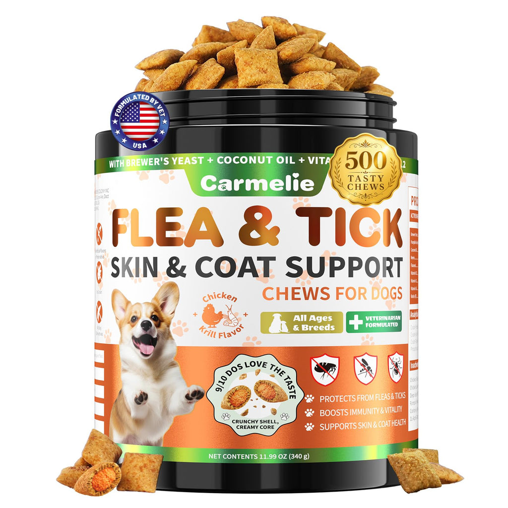 Flea and Tick Prevention for Dogs Chewables with Multivitamins, 500ct W21853