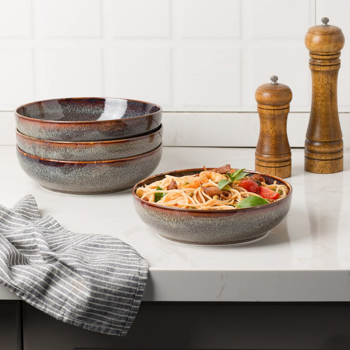 Ceramic bowls set of 4 8" Caramel Brown U3475