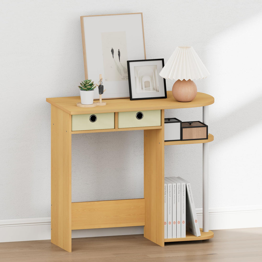 32-Inch Oak Entryway Table with 2 Fabric Drawers U67306
