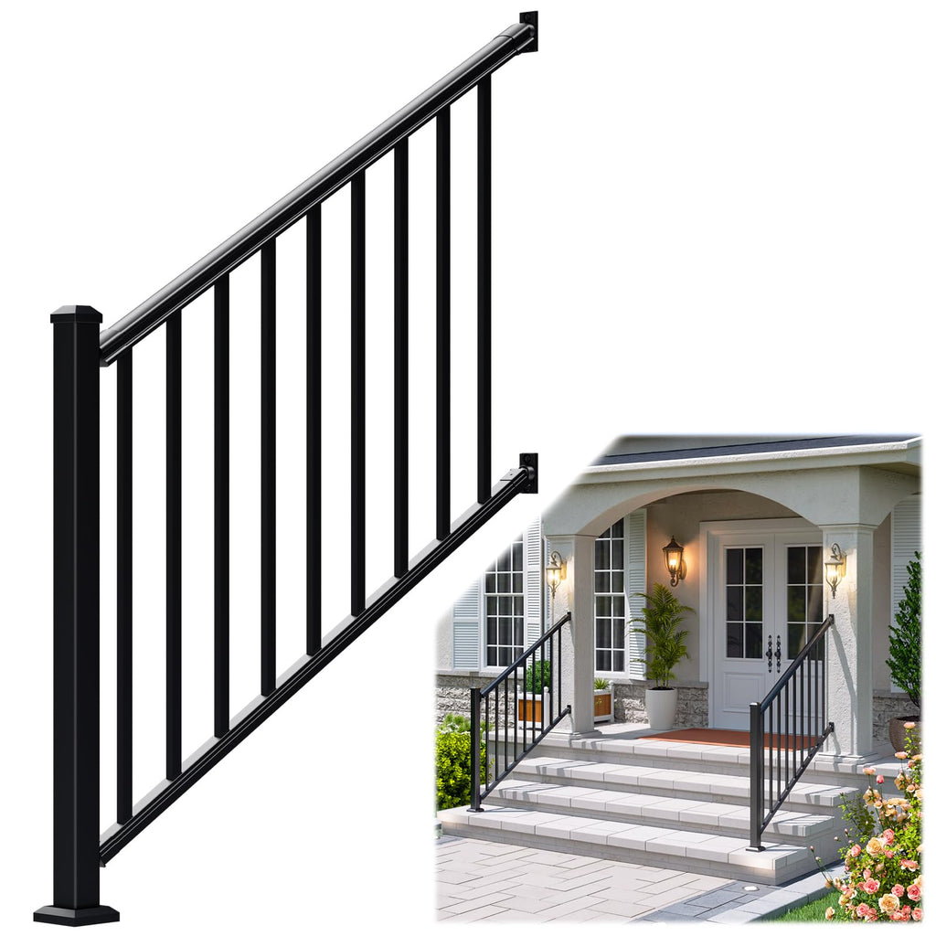 Aluminum Stair Railing Kit, 42 in x 4 ft Black J534