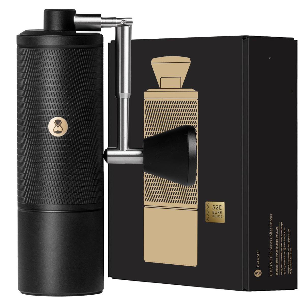 Manual Coffee Grinder with Conical Burr, Portable Hand Coffee Mill - Black S601