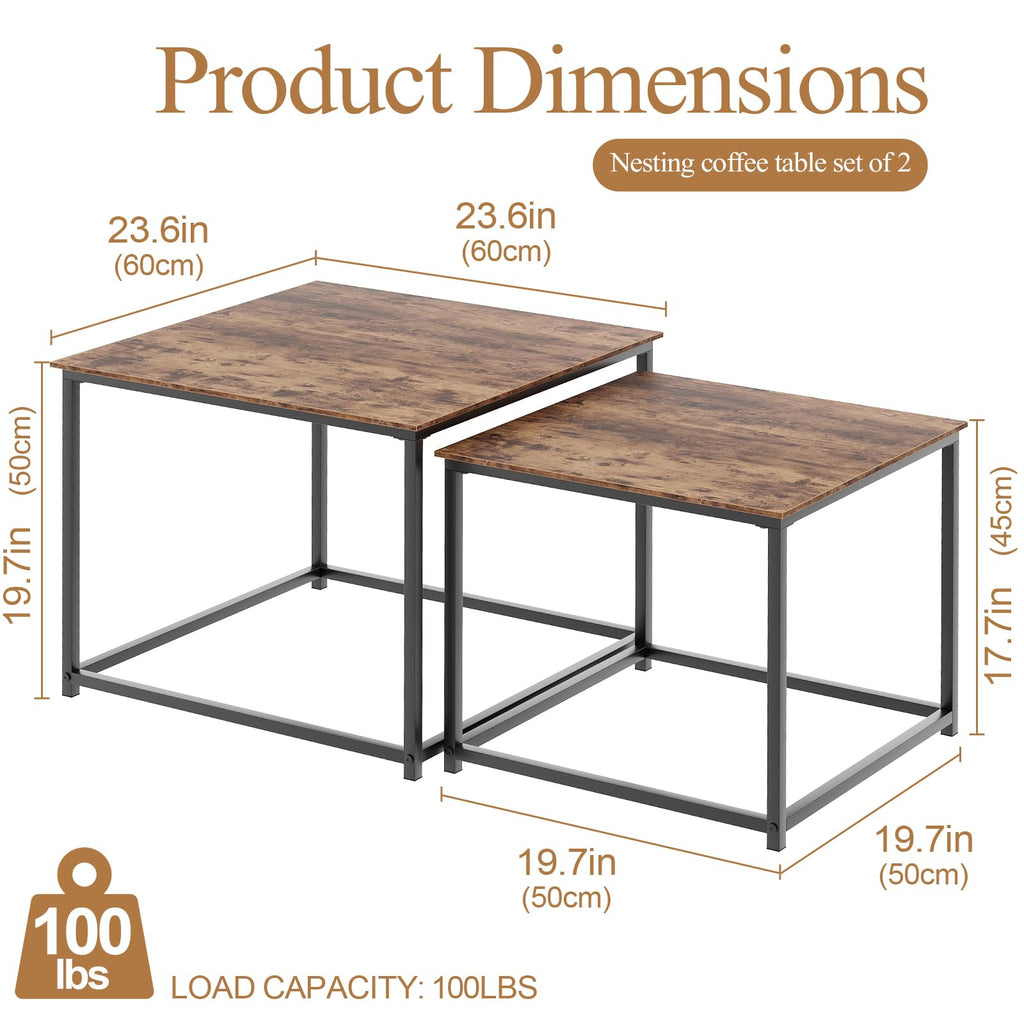 Brown Engineered Wood Nesting Coffee Table Set of 2 Y777124