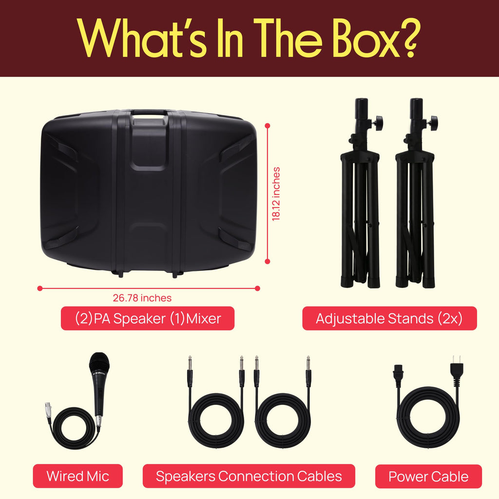 300 W Portable Wireless Bluetooth PA Speaker DJ Mixer Bundle W1630