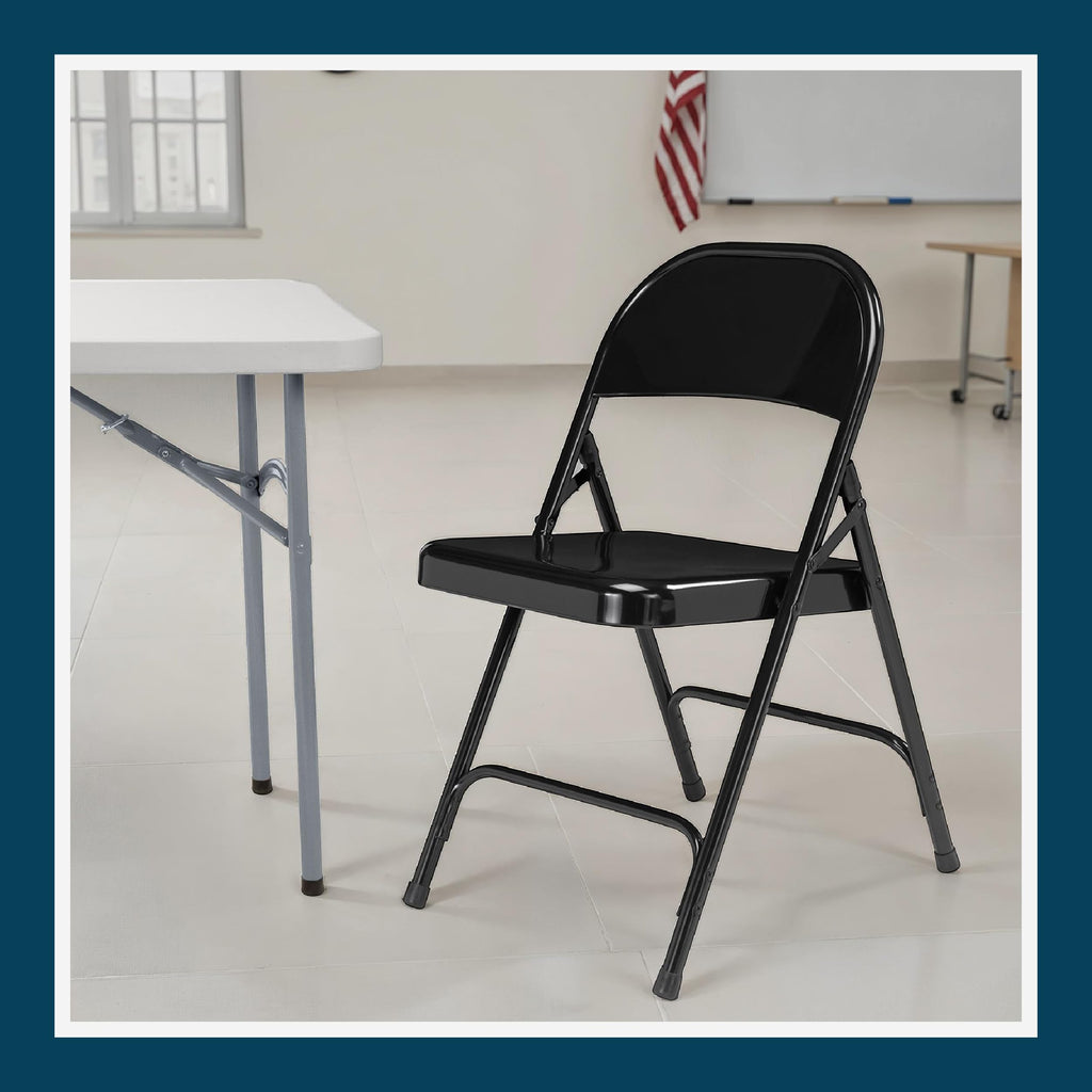 Black Steel Folding Chairs 4-Pack B900