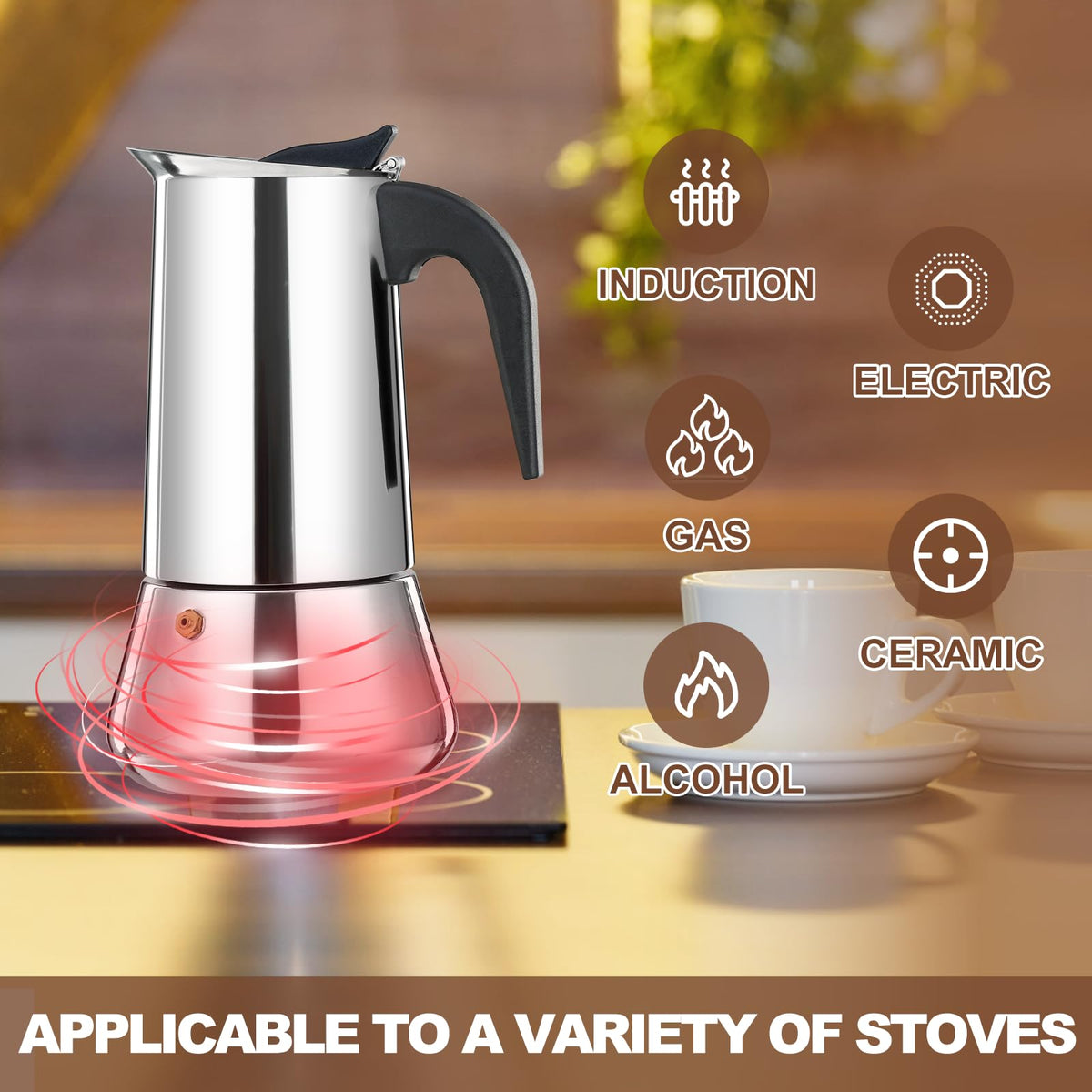 12 Cup Stainless Steel Stovetop Espresso Maker Moka Pot D364