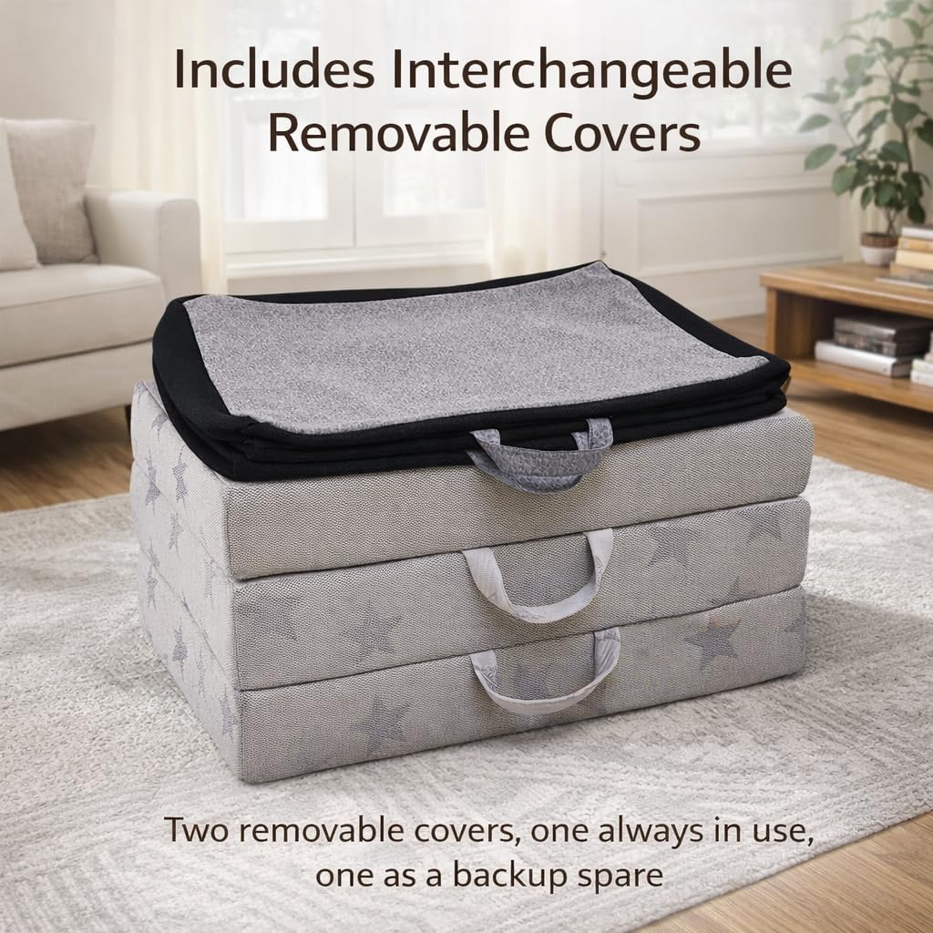 Twin 6-Inch Foam Tri Fold Floor Mattress with 2 Washable Covers P462423
