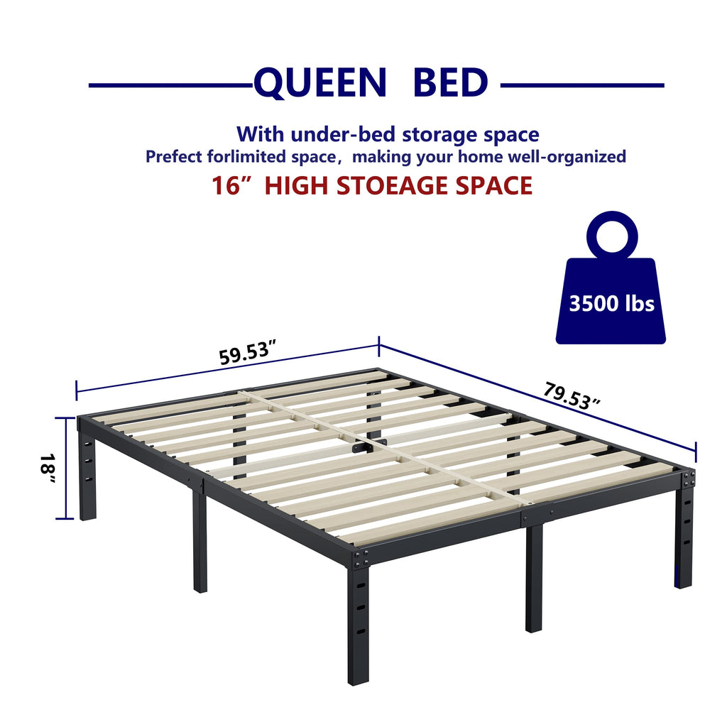 Queen Size 18 Inches Tall Metal Platform Bed Frame J769