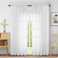 Extra Wide Sheer White Curtains 84 Inches Long 2 Panels T7378