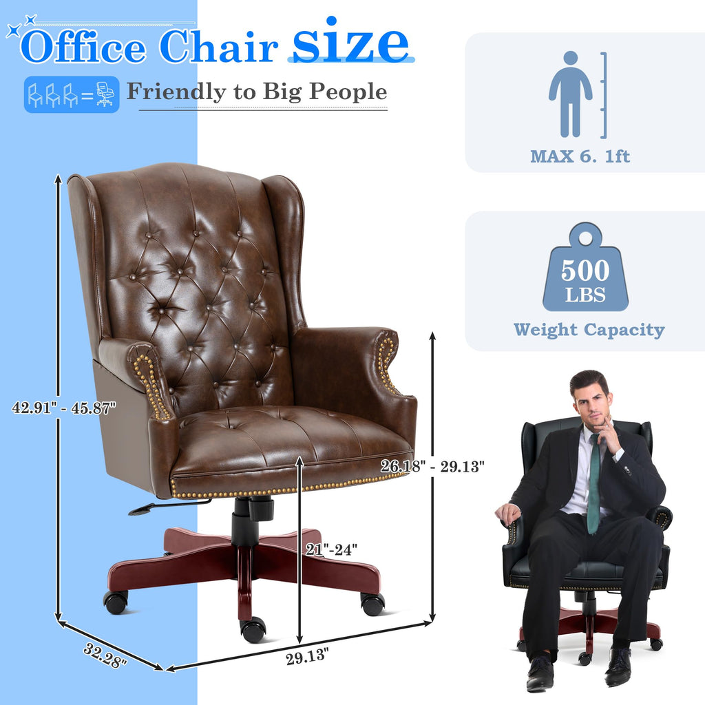 Big and Tall Brown Faux Leather Executive Office Chair T514806