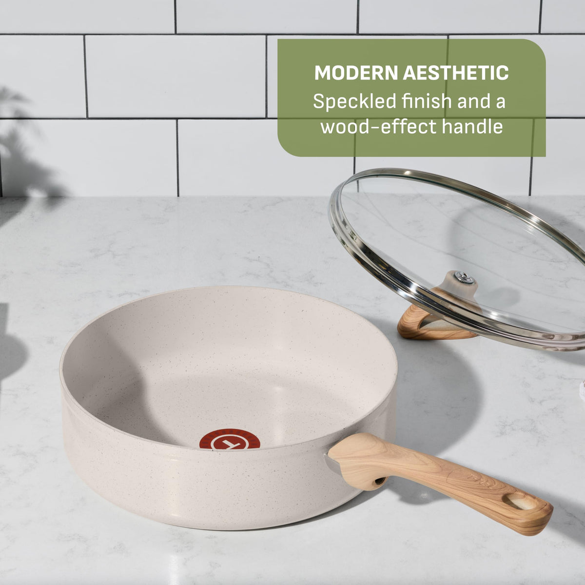 12 Piece Beige Granite Ceramic Nonstick Cookware Set X2486