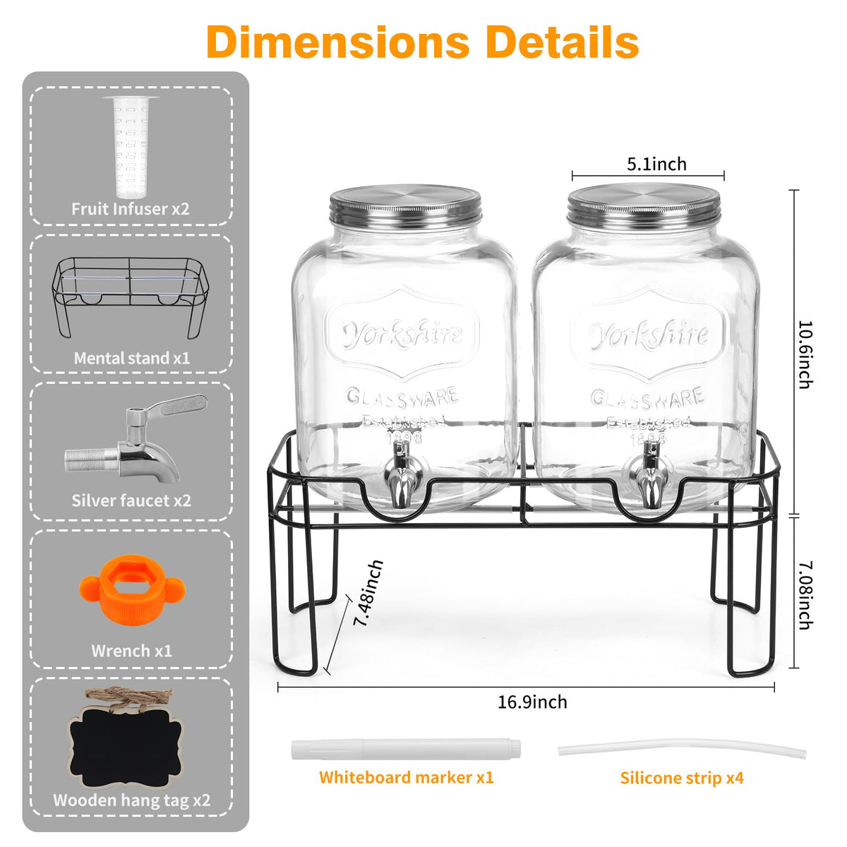 1.6 Gallon Glass Beverage Dispenser with Stand A202