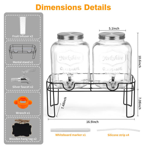 1.6 Gallon Glass Beverage Dispenser with Stand A202