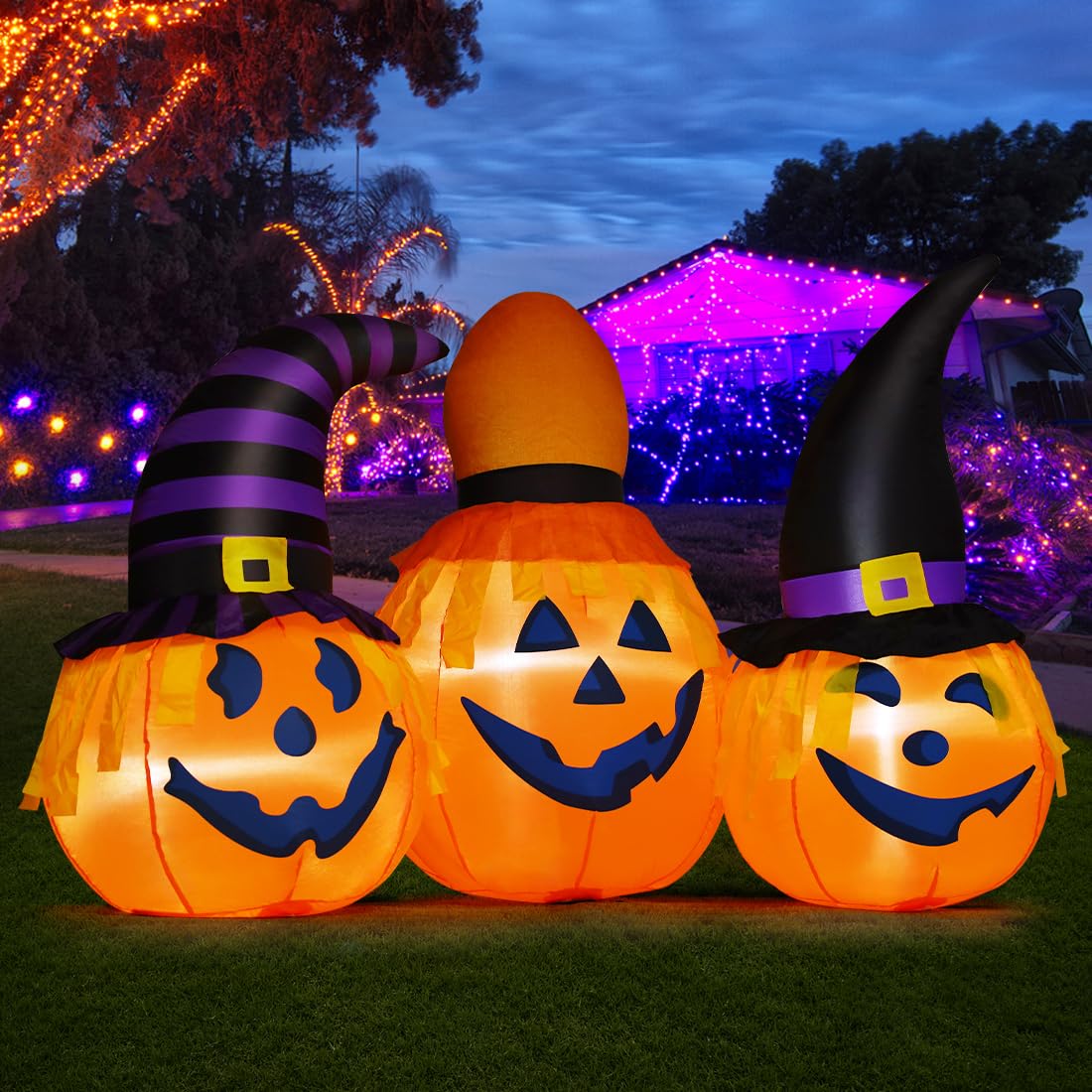 6 FT Halloween Inflatables Outdoor Pumpkin Combo with LED Lights M2267