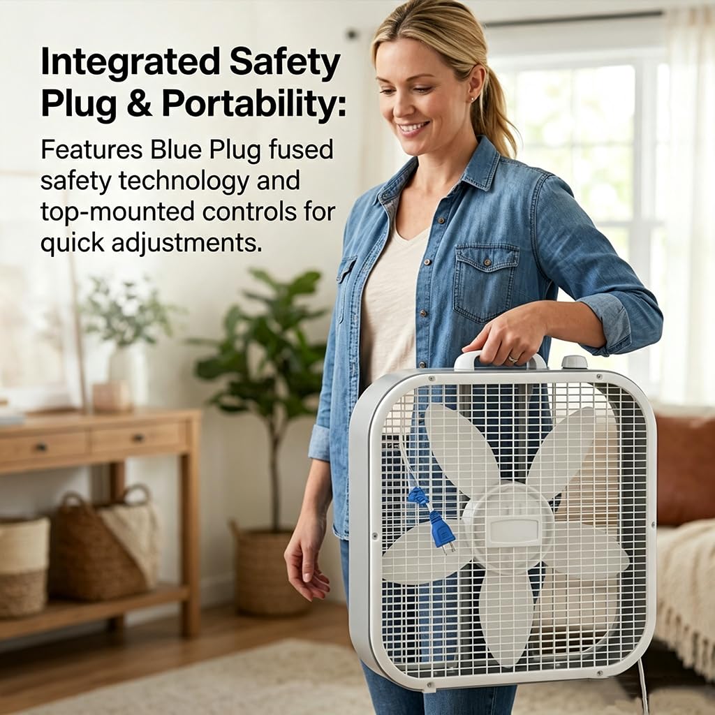20 Inch 3-Speed Box Fan with Top Handle T44862
