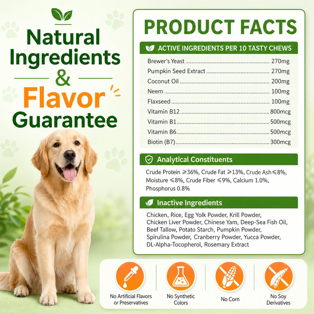 Flea and Tick Prevention for Dogs Chewables with Multivitamins, 500ct W21853