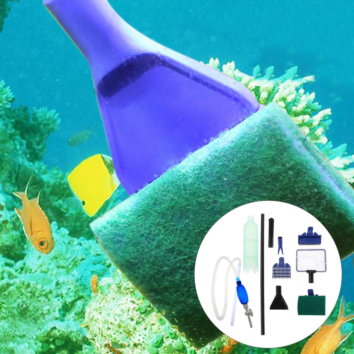 Aquarium Cleaning Tool Set with Hose and Airbag Q750