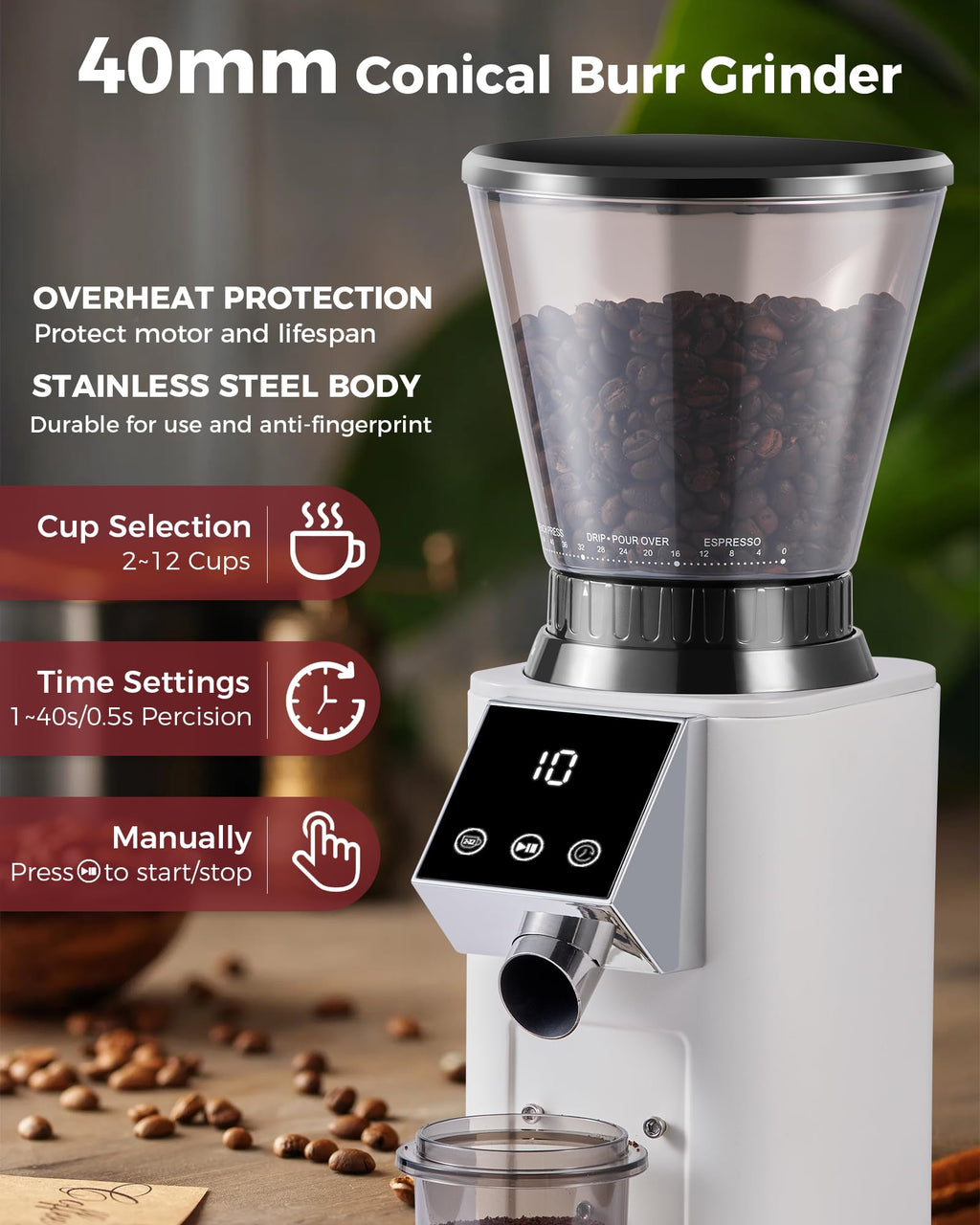 Espresso Machine with Conical Burr Coffee Grinder K4931