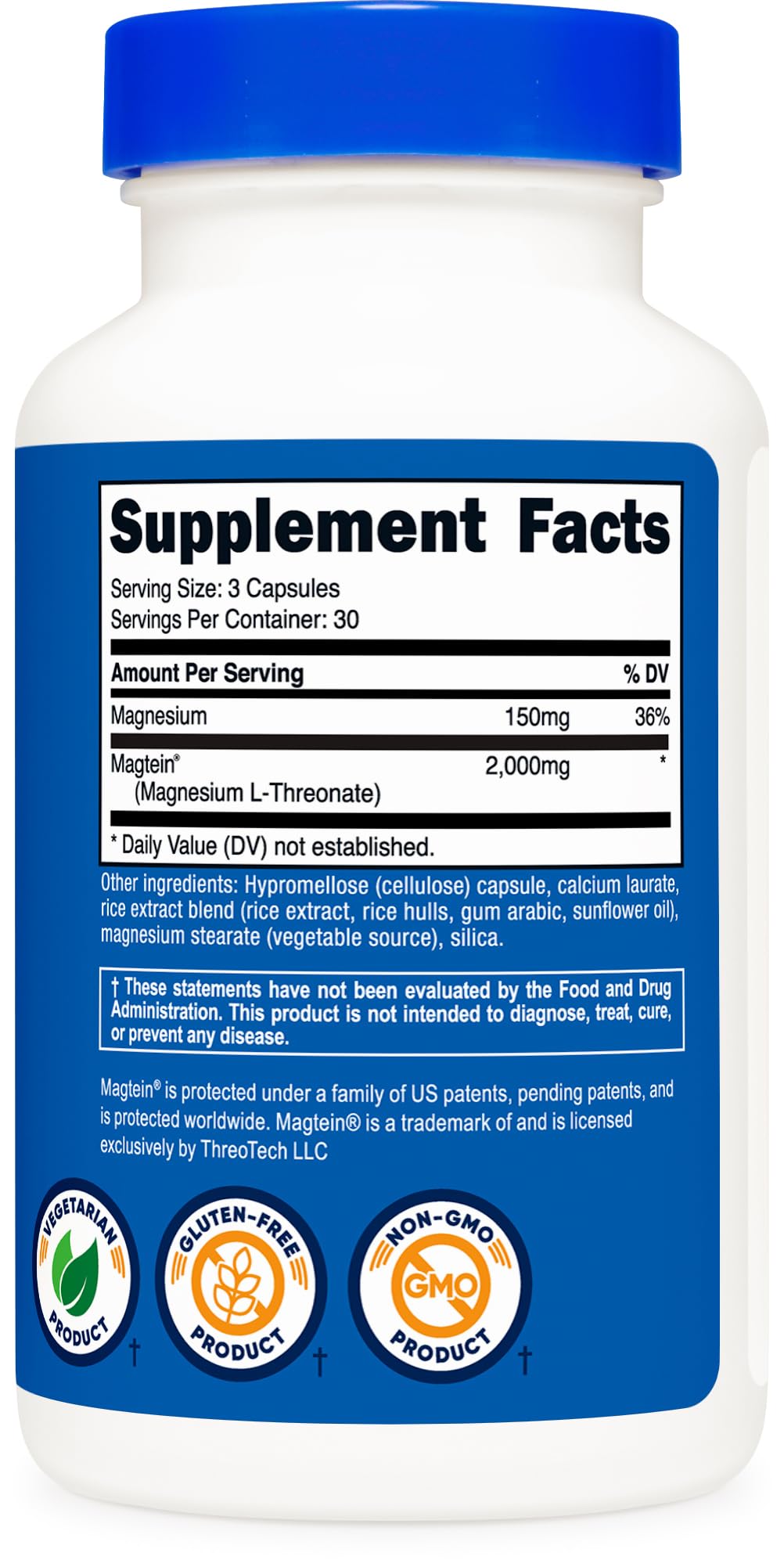 Magnesium L-Threonate 2,000mg 90 Capsules A8563