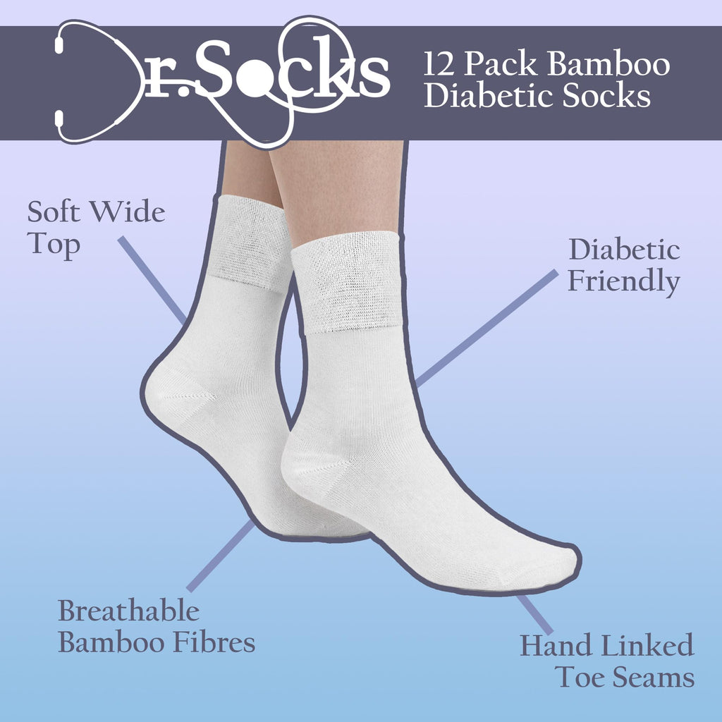 12 Pairs Womens Seamless Diabetic Socks F916207