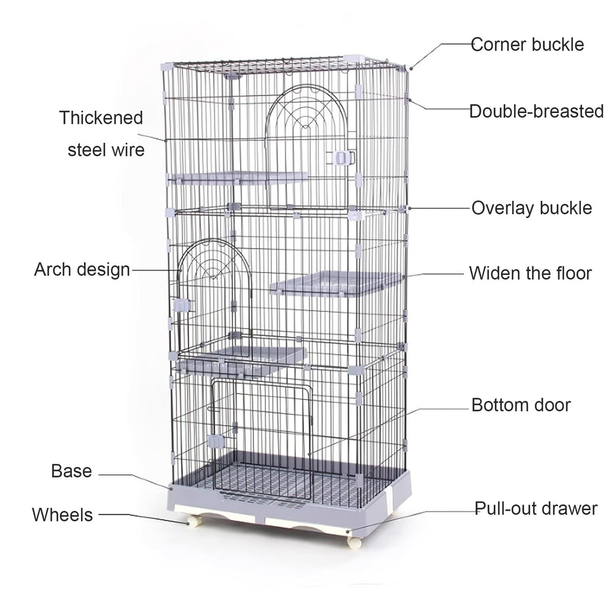 Foldable 4 Tier Detachable Cat Cage with Hammock P2365