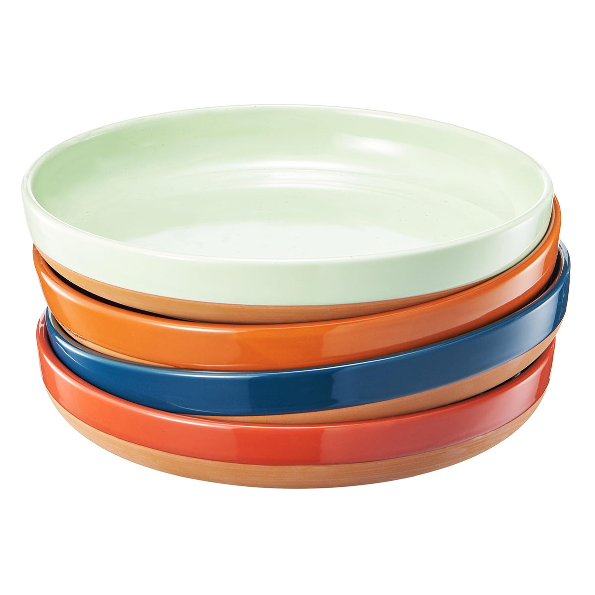 Ceramic Flat Pasta Bowl Plate Set of 4, 35oz Microwave Safe L437702