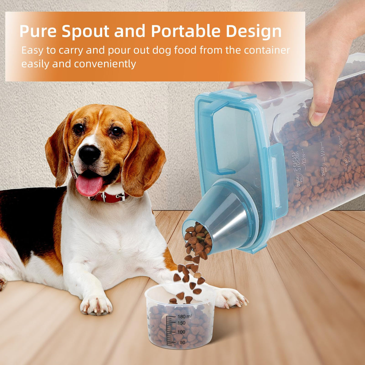 3-5Lbs/3Qt Plastic Pet Food Storage Container with Foldable Bowl C96273