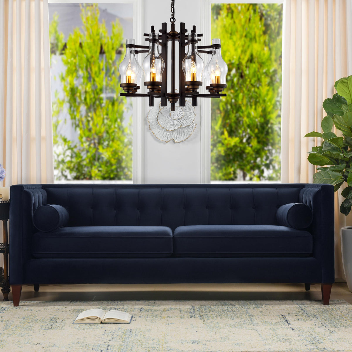 Dark Navy Blue Performance Velvet Tufted Sofa M58219