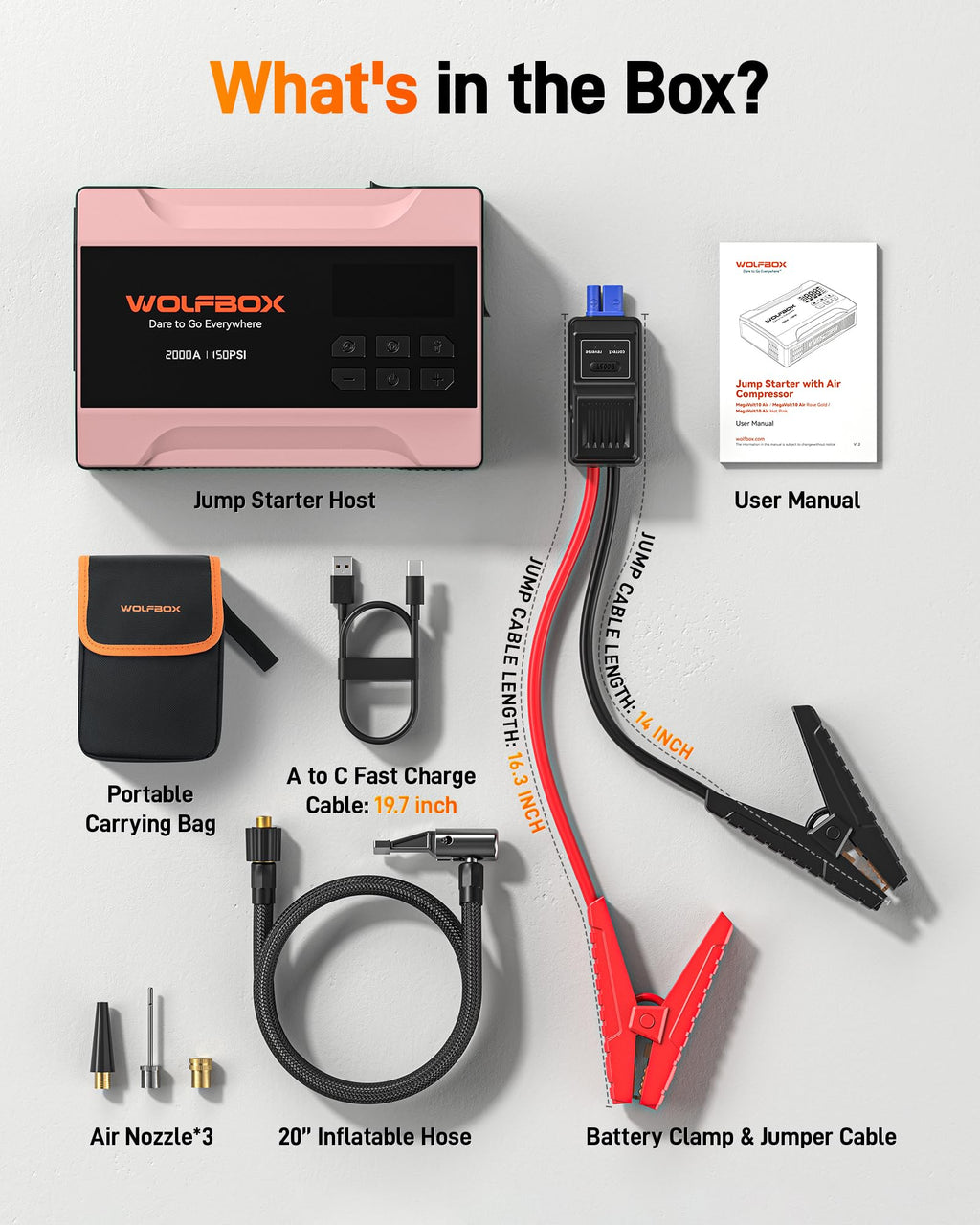 2000A Jump Starter with Air Compressor E95496