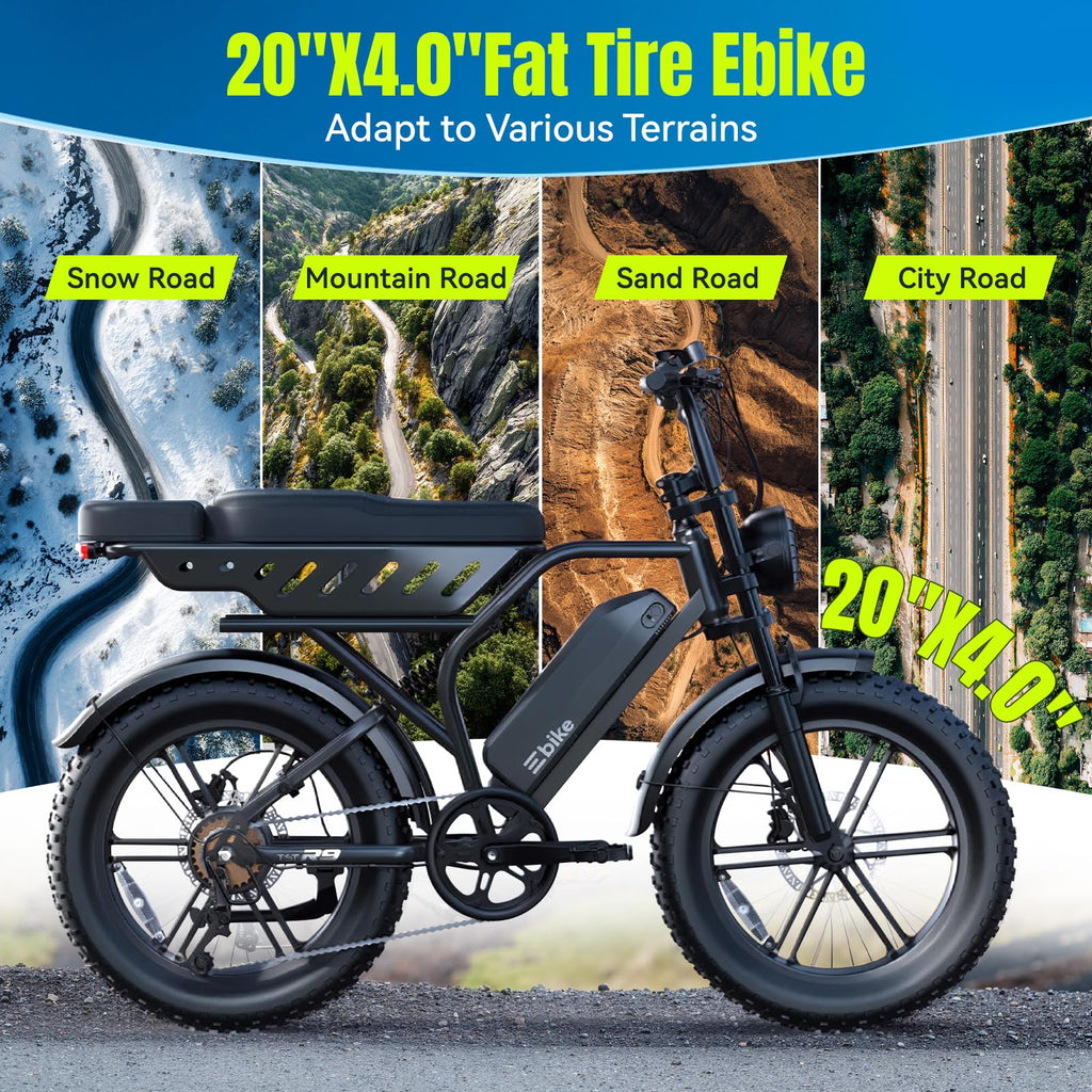Electric Bike 48V 15Ah Battery 1500W Peak Motor 20 4.0 Fat Tire M50205