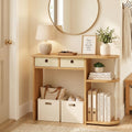 32-Inch Oak Entryway Table with 2 Fabric Drawers U67306