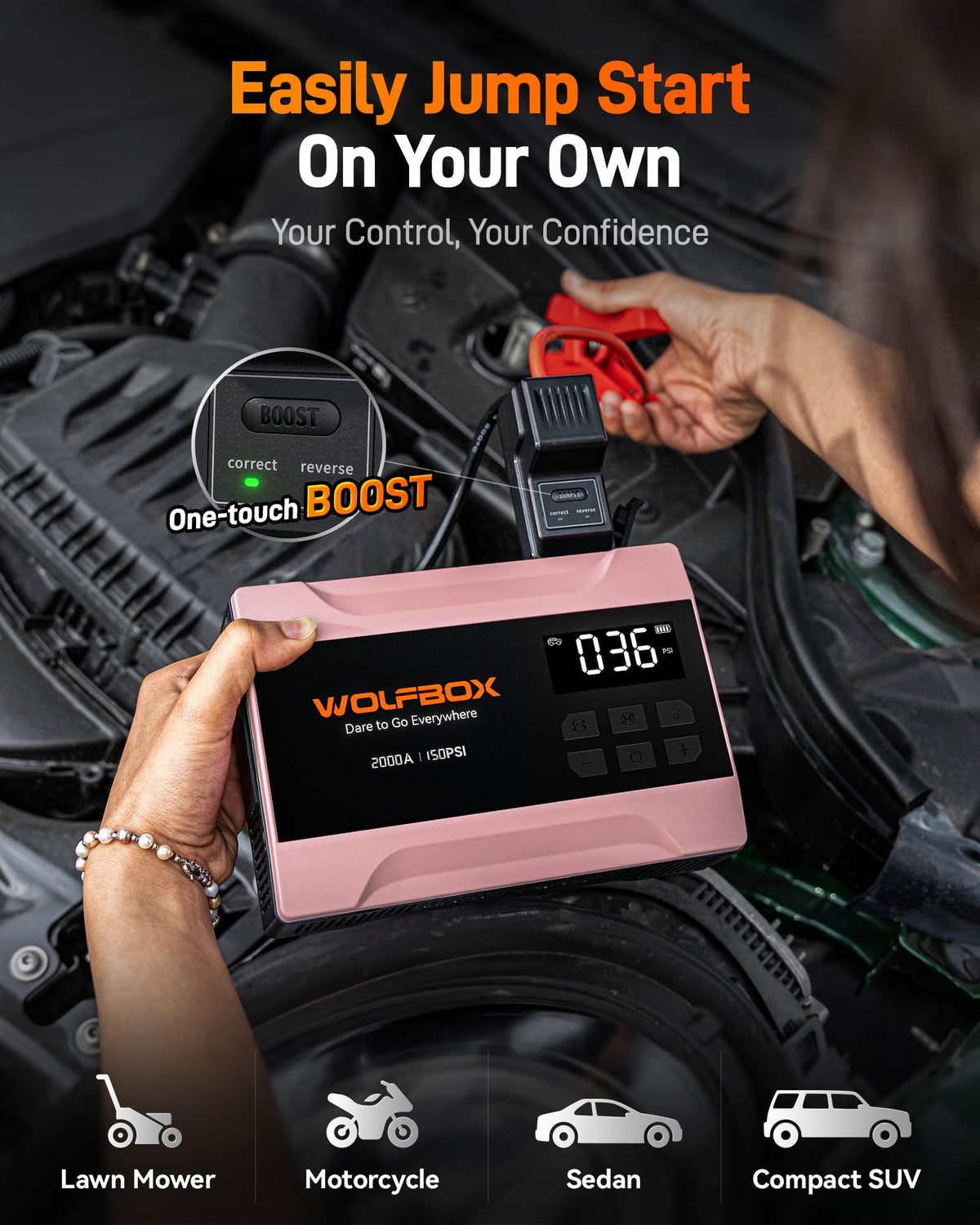 2000A Jump Starter with Air Compressor E95496