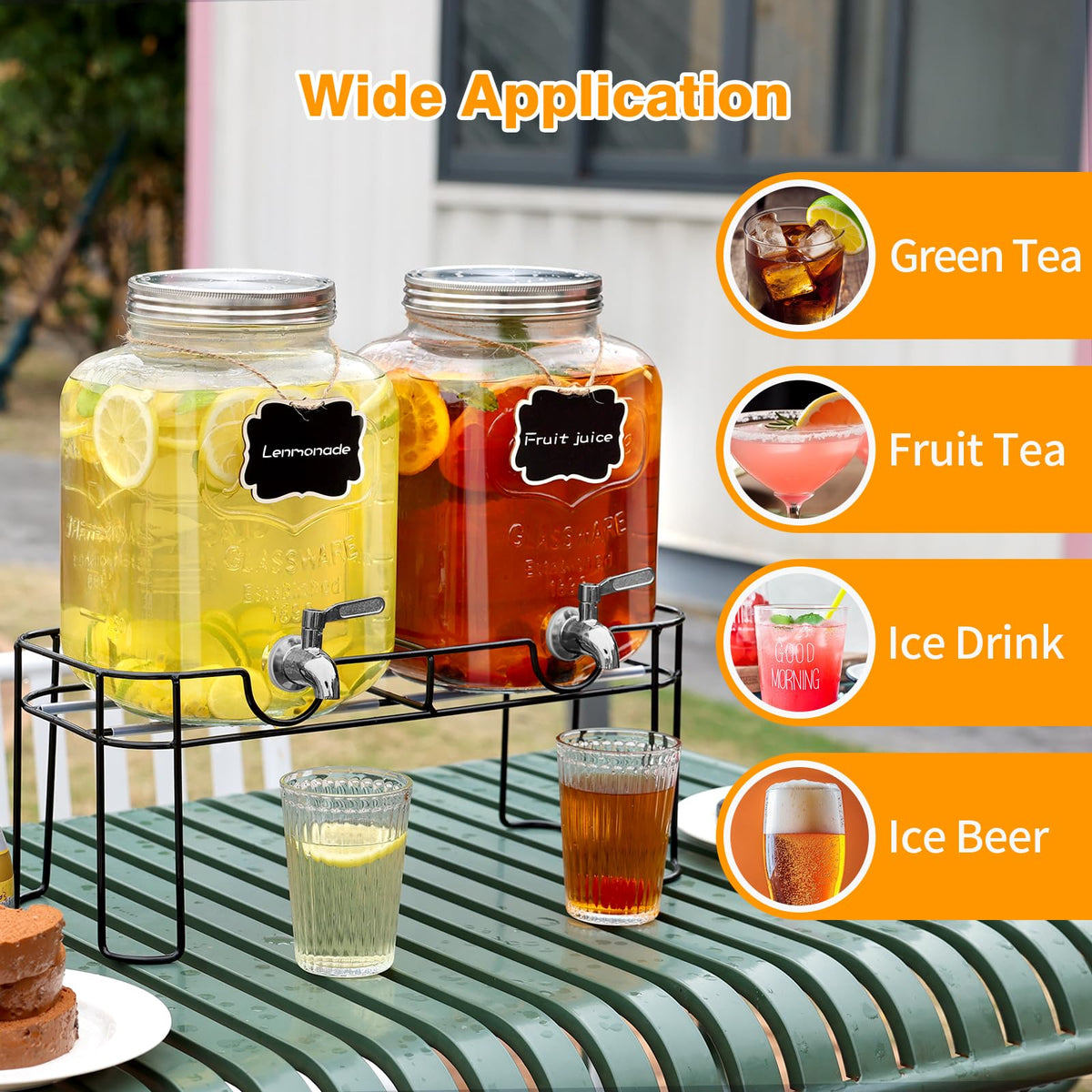 1.6 Gallon Glass Beverage Dispenser with Stand A202