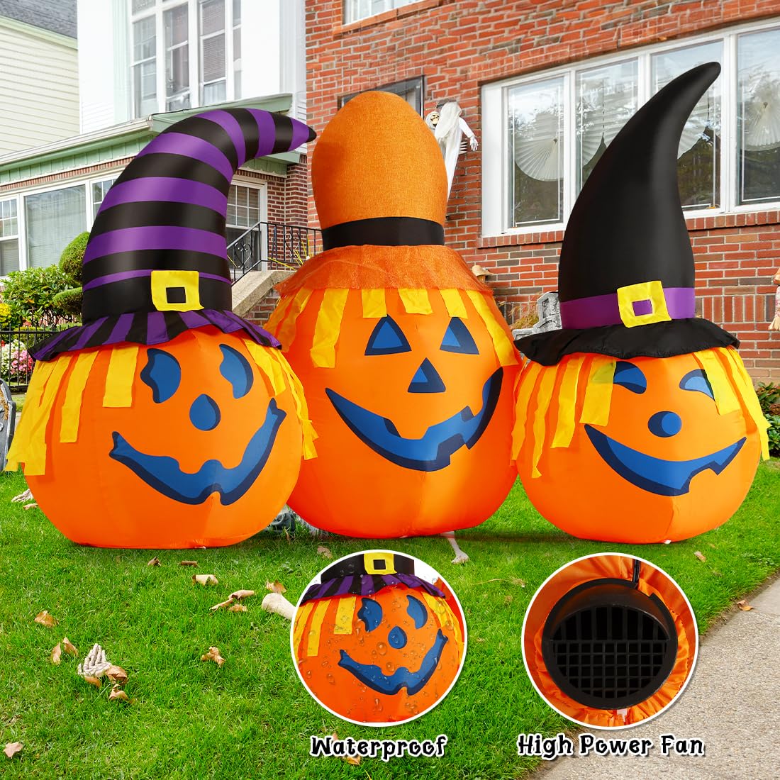 6 FT Halloween Inflatables Outdoor Pumpkin Combo with LED Lights M2267