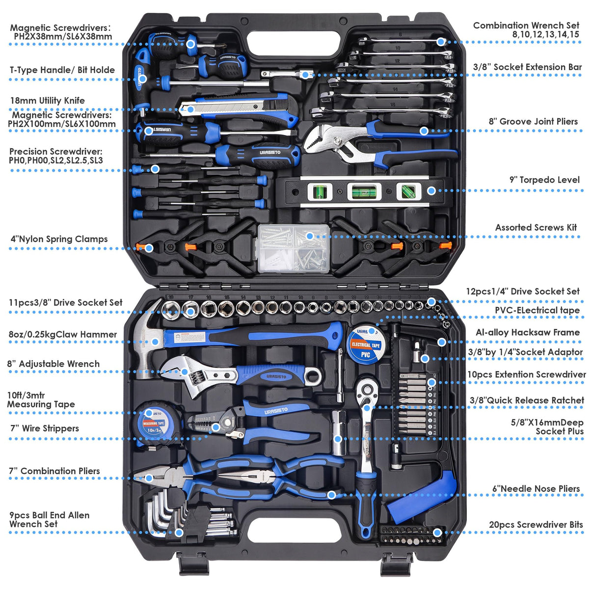 168-Piece Socket Wrench Hand Tool Kit with Toolbox R942276