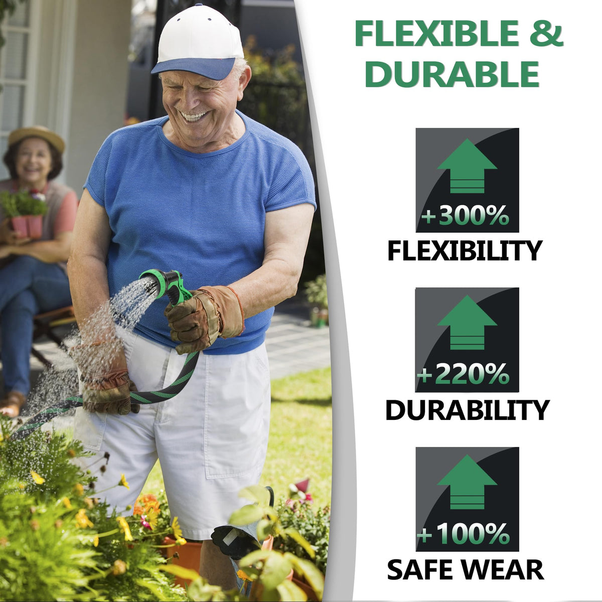 100FT Garden Hose with 10-Pattern Nozzle M4312